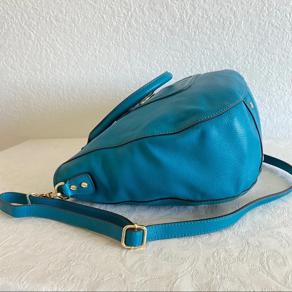 Tory Burch Teal logo Hobo 2 way Bag